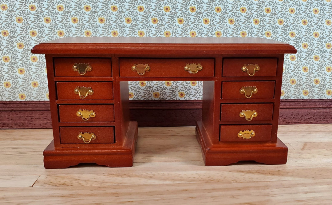 Dollhouse Kneehole Writing Desk with Drawers 1:12 Scale Miniature Furniture - Miniature Crush