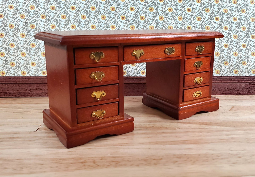 Dollhouse Kneehole Writing Desk with Drawers 1:12 Scale Miniature Furniture - Miniature Crush