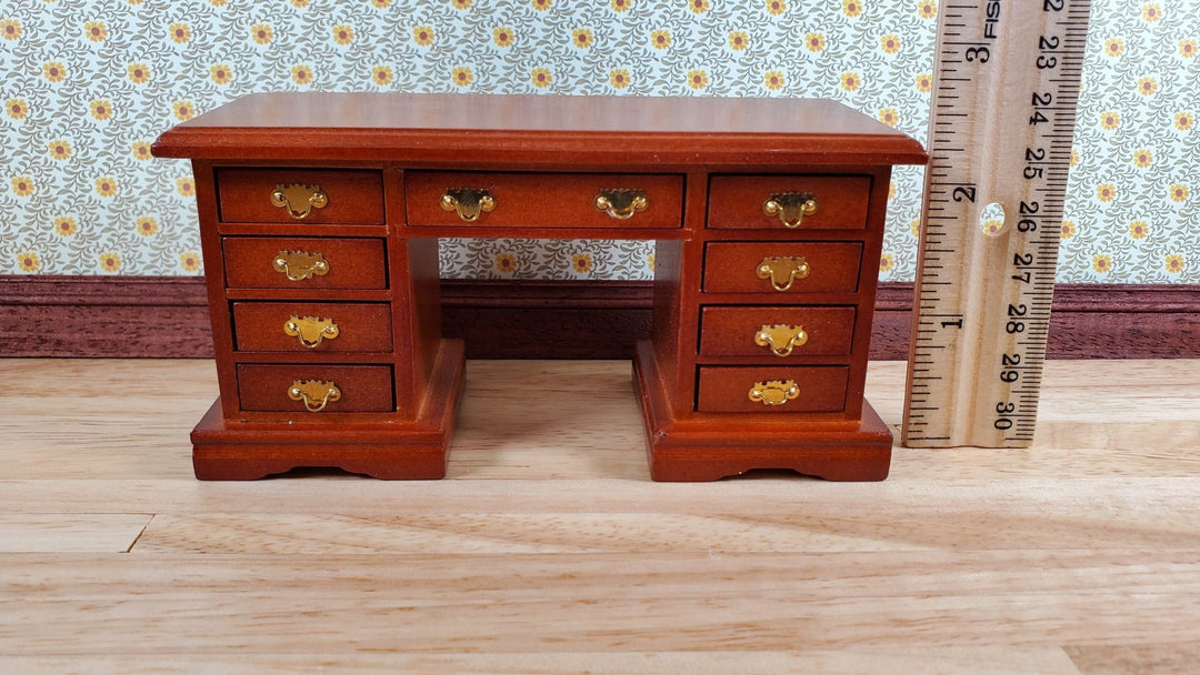 Dollhouse Kneehole Writing Desk with Drawers 1:12 Scale Miniature Furniture - Miniature Crush