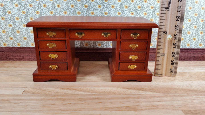 Dollhouse Kneehole Writing Desk with Drawers 1:12 Scale Miniature Furniture - Miniature Crush