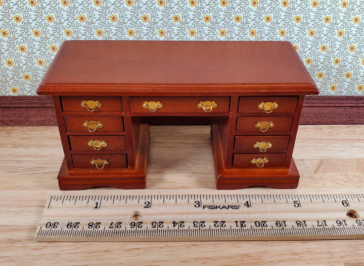 Dollhouse Kneehole Writing Desk with Drawers 1:12 Scale Miniature Furniture - Miniature Crush