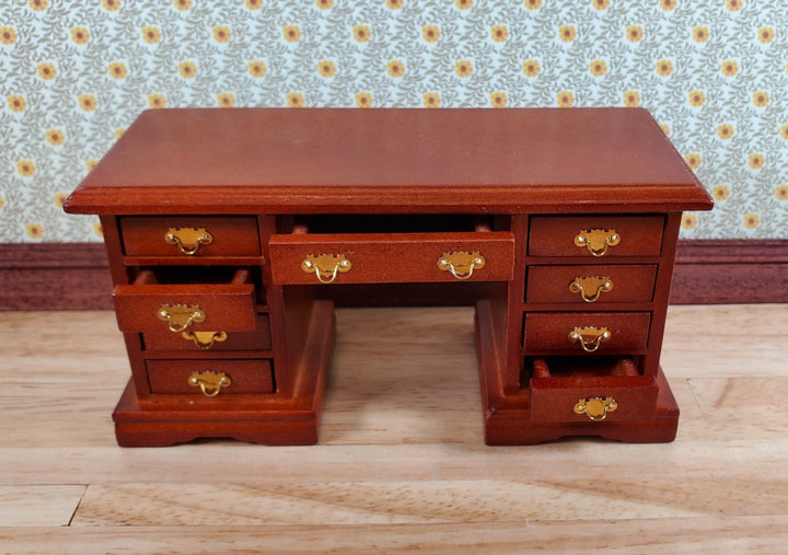 Dollhouse Kneehole Writing Desk with Drawers 1:12 Scale Miniature Furniture - Miniature Crush