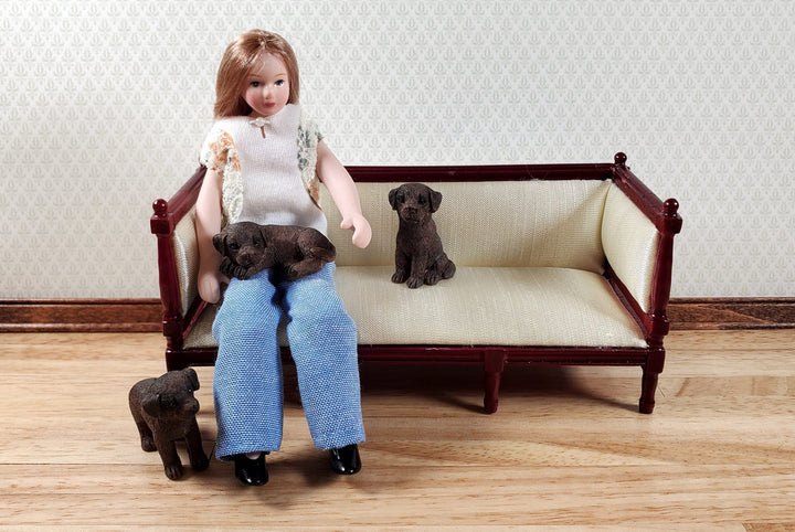 Dollhouse Labrador Chocolate Lab Puppy Dogs x3 1:12 Scale Miniatures Animal Pet - Miniature Crush