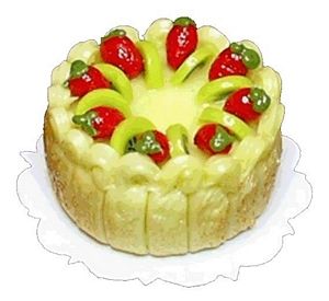 Dollhouse Lady Finger Kiwi Strawberry Cream Cake 1:12 Scale Miniature Dessert - MiniatureCrush
