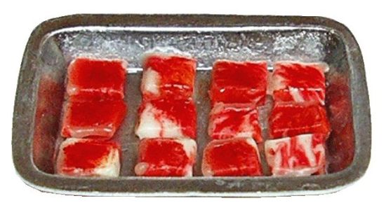 Dollhouse Lamb Chops on a Silver Baking Pan 1:12 Scale Miniature Food Kitchen - MiniatureCrush