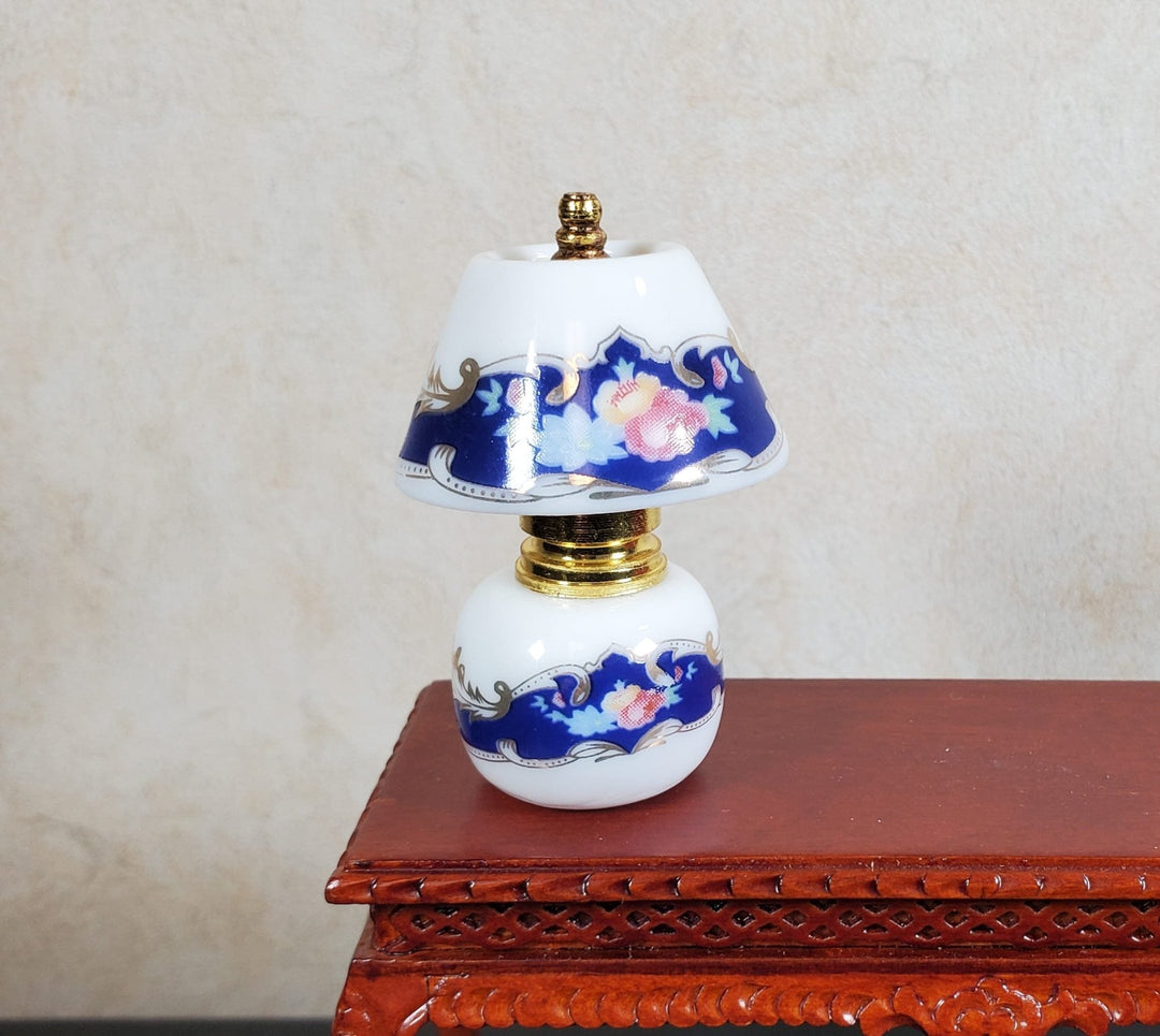 Dollhouse Lamp NON - Electric Large Ceramic Blue & White 1:12 Scale Miniature - MiniatureCrush