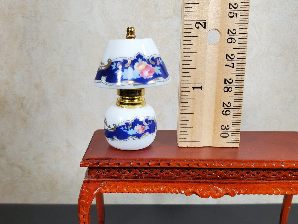 Dollhouse Lamp NON - Electric Large Ceramic Blue & White 1:12 Scale Miniature - MiniatureCrush