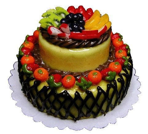 Dollhouse Large 2 Tier Fruit Topped Cake 1:12 Scale Miniature Dessert Food - MiniatureCrush