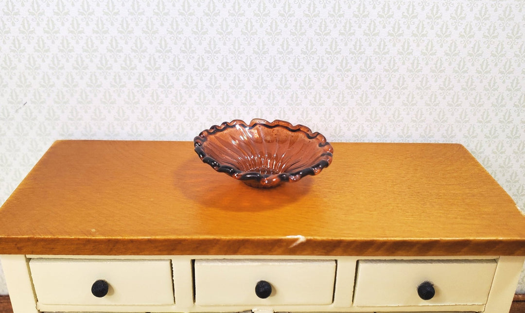 Dollhouse Large Amber Glass Round Platter 1:12 Scale Miniature Decor - MiniatureCrush