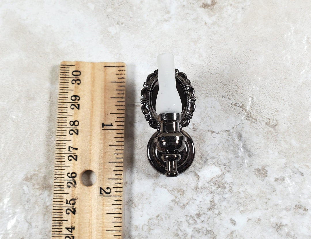 Dollhouse Large Black Chrome Wall Sconce Wand Operated 1:12 Scale Miniature - MiniatureCrush