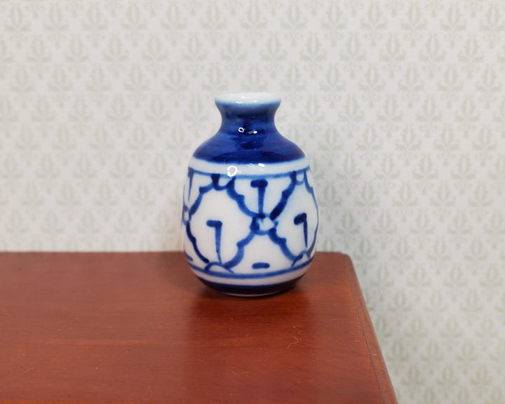 Dollhouse Large Blue & White Decorative Vase Ceramic 1:12 Scale Miniature - MiniatureCrush
