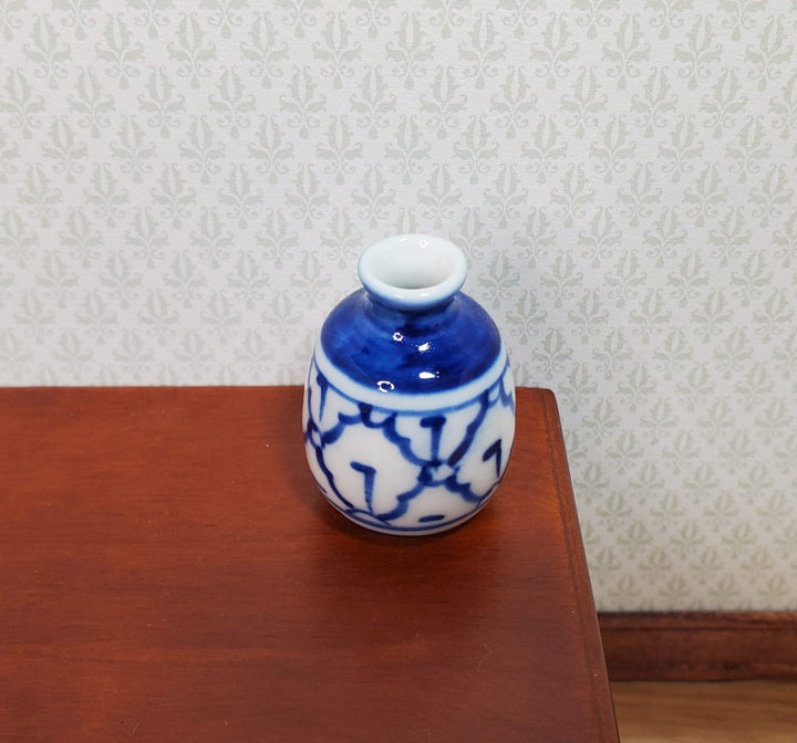 Dollhouse Large Blue & White Decorative Vase Ceramic 1:12 Scale Miniature - MiniatureCrush