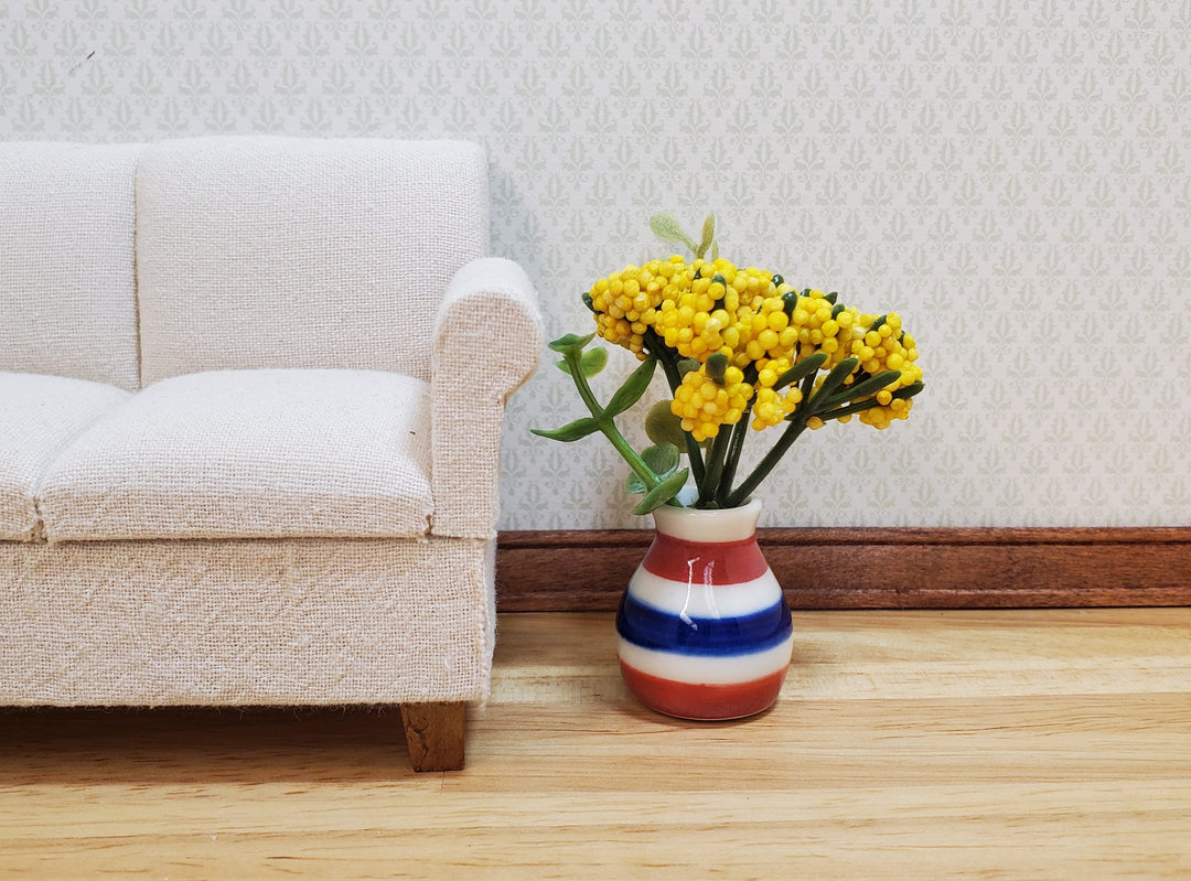 Dollhouse Large Ceramic Vase Red White Blue Stripes 1:12 Scale Miniature - MiniatureCrush