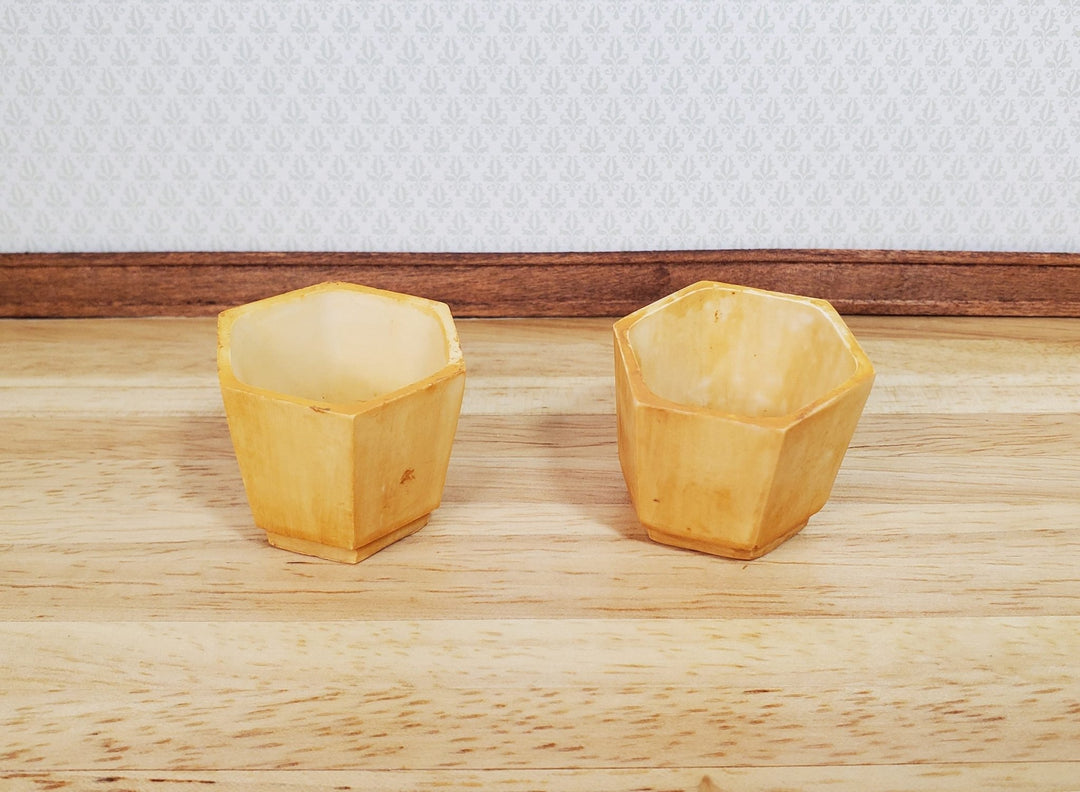 Dollhouse Large Garden Urn Planters x2 Aged Tan Finish 1:12 Scale Miniature - MiniatureCrush