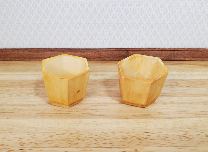 Dollhouse Large Garden Urn Planters x2 Aged Tan Finish 1:12 Scale Miniature - MiniatureCrush