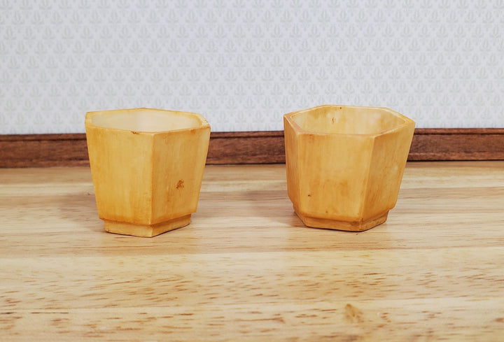 Dollhouse Large Garden Urn Planters x2 Aged Tan Finish 1:12 Scale Miniature - MiniatureCrush
