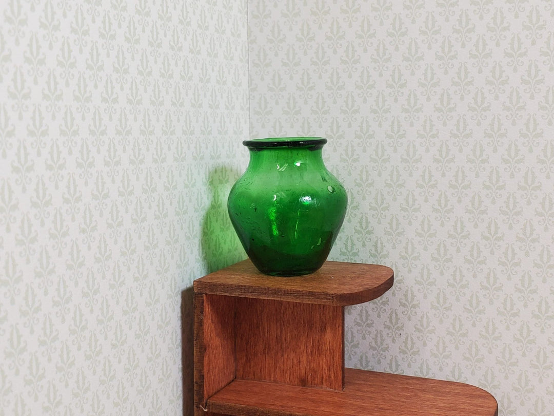 Dollhouse Large Green Glass Vase 1:12 Scale Miniature Decoration Flowers - MiniatureCrush