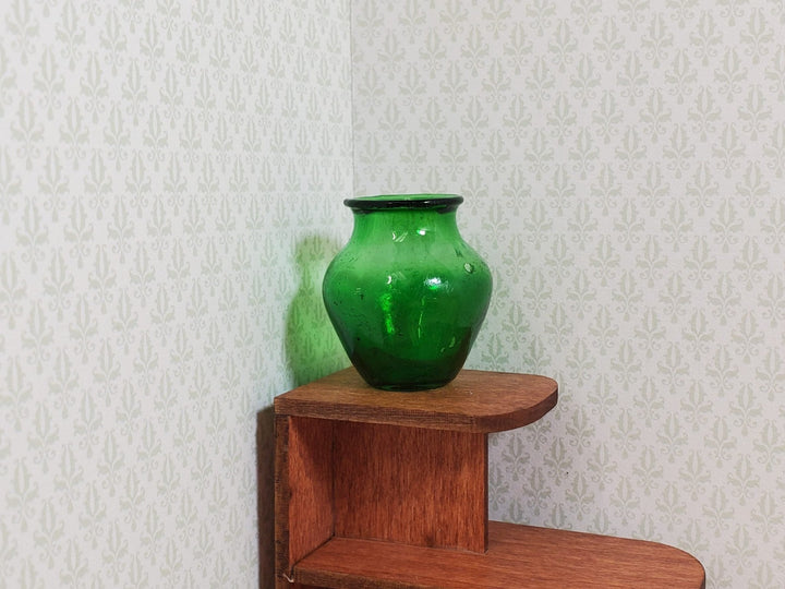 Dollhouse Large Green Glass Vase 1:12 Scale Miniature Decoration Flowers - MiniatureCrush