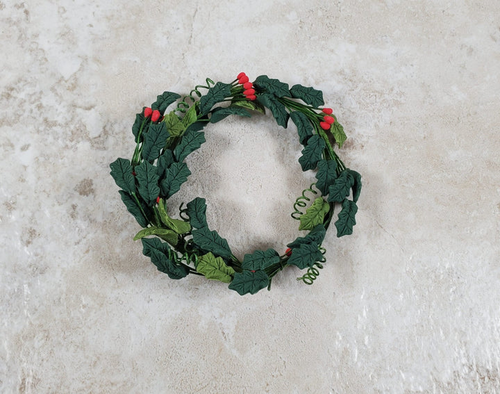 Dollhouse Large Holly Plant with Berries Wreath 1:12 Scale Miniature - MiniatureCrush