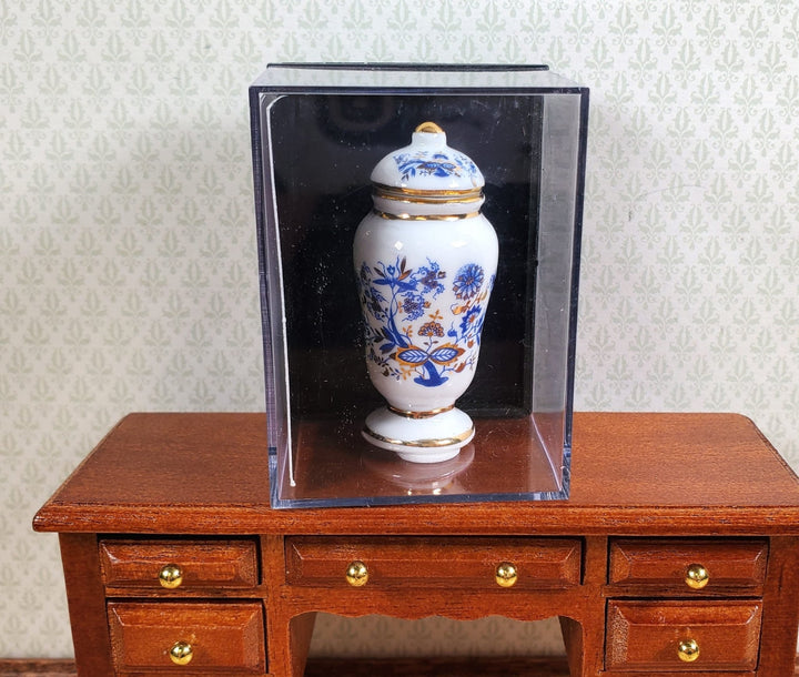 Dollhouse Large Jar with Lid Reutter Porcelain Blue Onion 1:12 Scale Miniature - MiniatureCrush