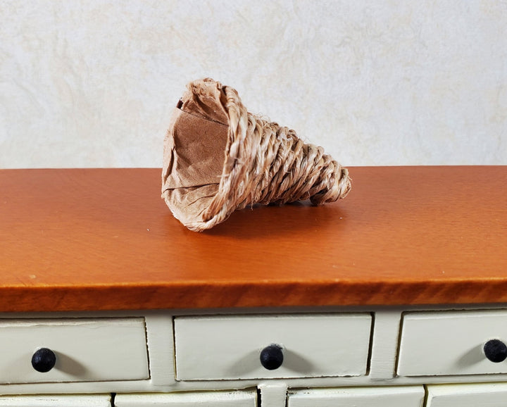 Dollhouse Large Natural Fiber Cornucopia Basket 1:12 Scale Miniature - MiniatureCrush