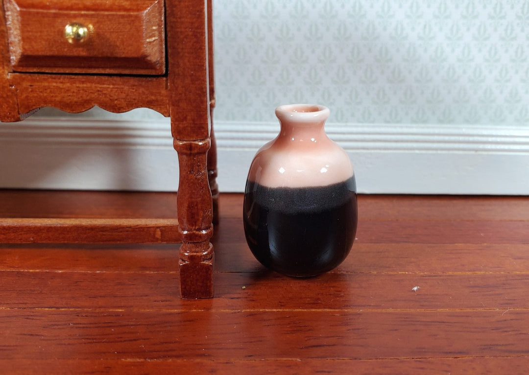 Dollhouse Large Pink & Black Ceramic Vase 1:12 Scale Miniature - MiniatureCrush
