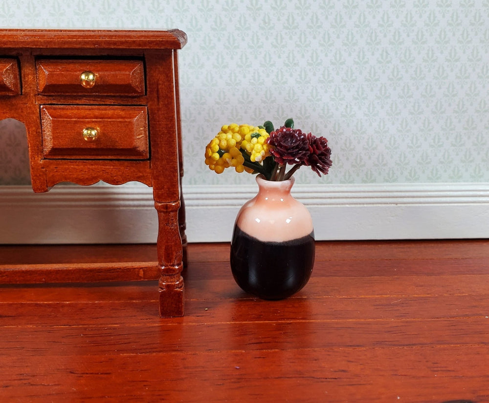 Dollhouse Large Pink & Black Ceramic Vase 1:12 Scale Miniature - MiniatureCrush