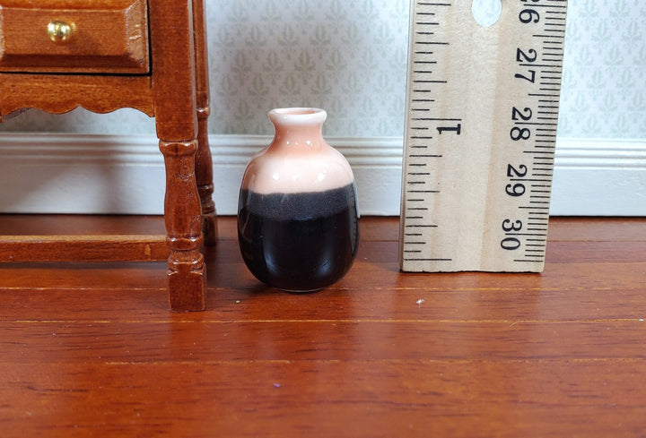 Dollhouse Large Pink & Black Ceramic Vase 1:12 Scale Miniature - MiniatureCrush