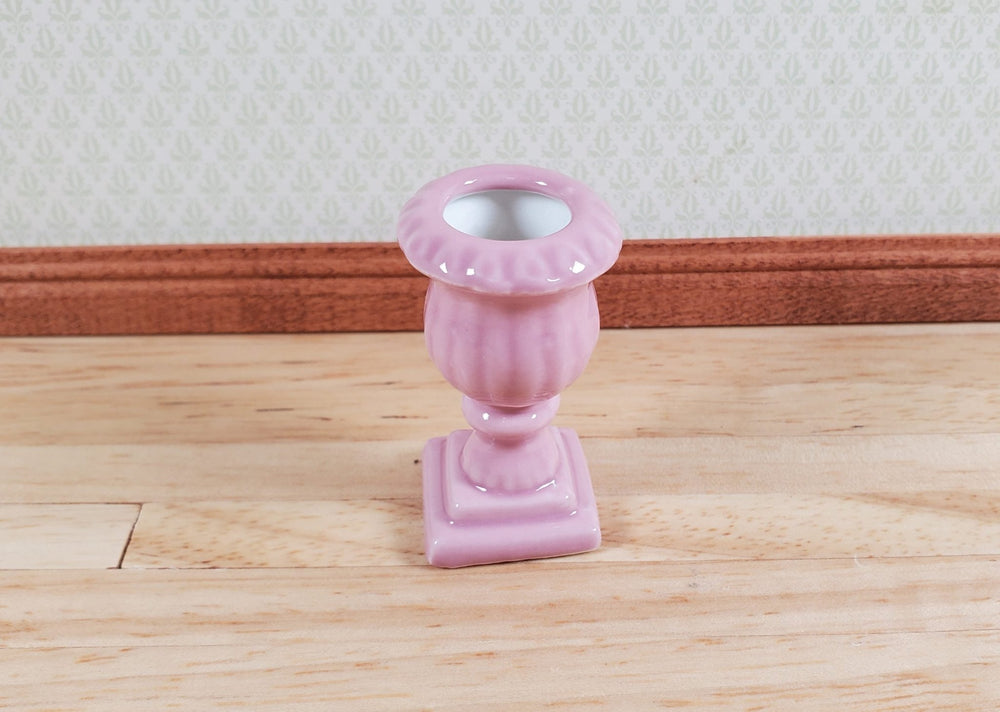 Dollhouse Large Pink Ceramic Urn Planter 1:12 Scale Miniature - MiniatureCrush