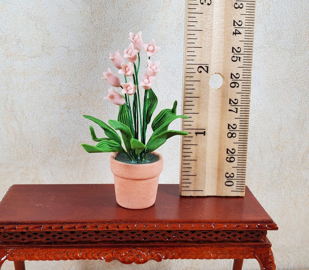 Dollhouse Large Pink Lily of the Valley in Terra Cotta Pot 1:12 Scale Miniature - MiniatureCrush