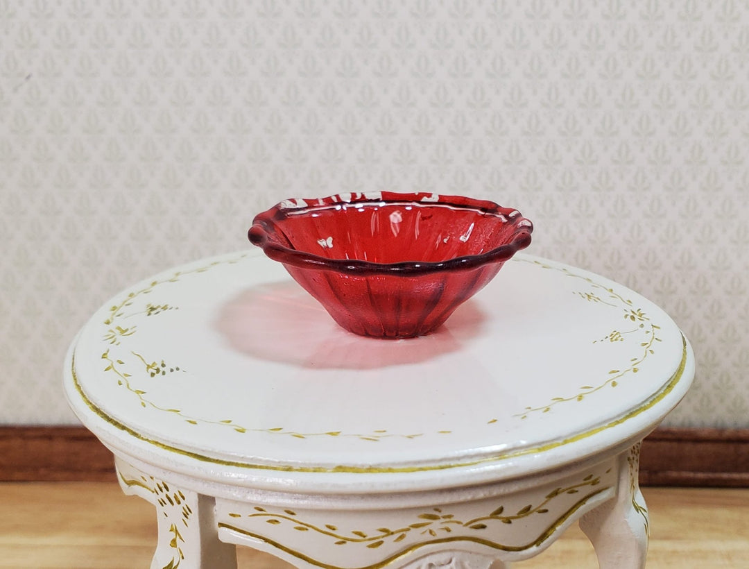 Dollhouse Large Red Glass Flared Bowl 1:12 Scale Miniature Color Flaw - MiniatureCrush