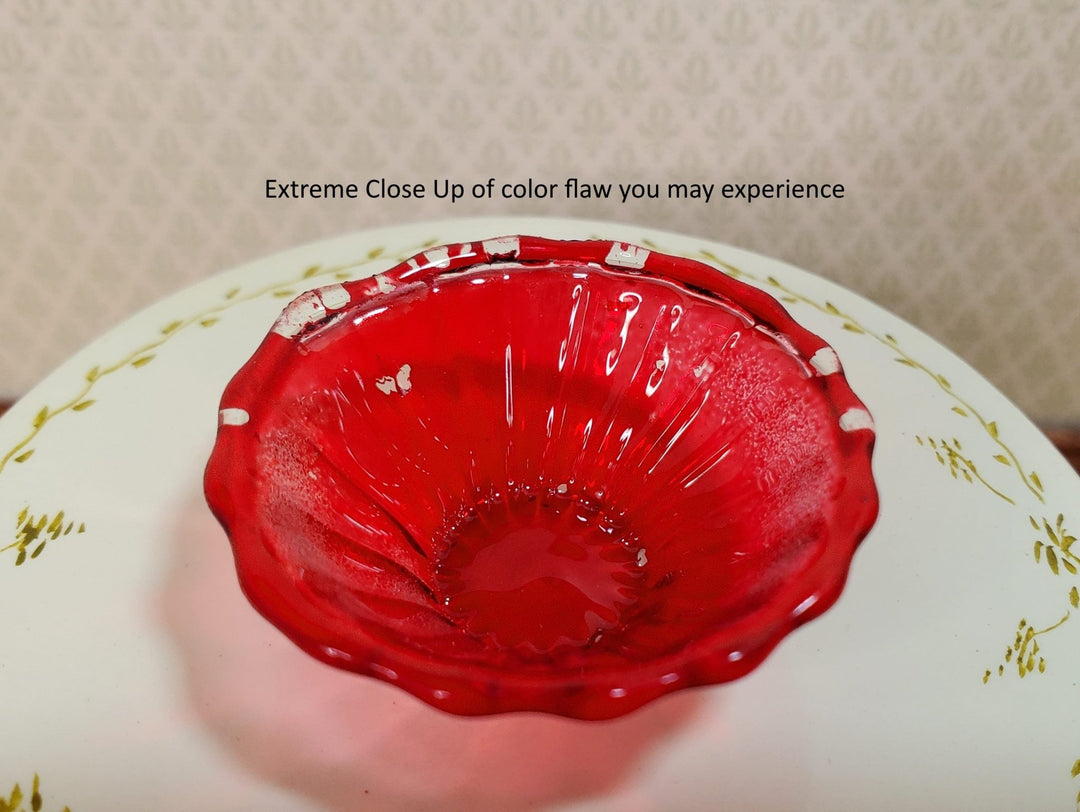 Dollhouse Large Red Glass Flared Bowl 1:12 Scale Miniature Color Flaw - MiniatureCrush