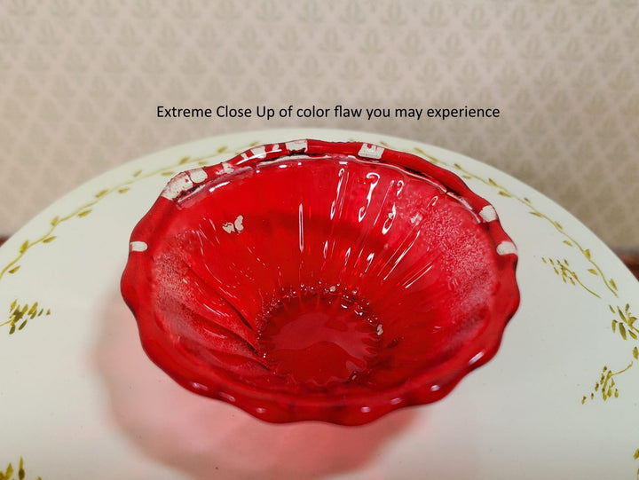 Dollhouse Large Red Glass Flared Bowl 1:12 Scale Miniature Color Flaw - MiniatureCrush