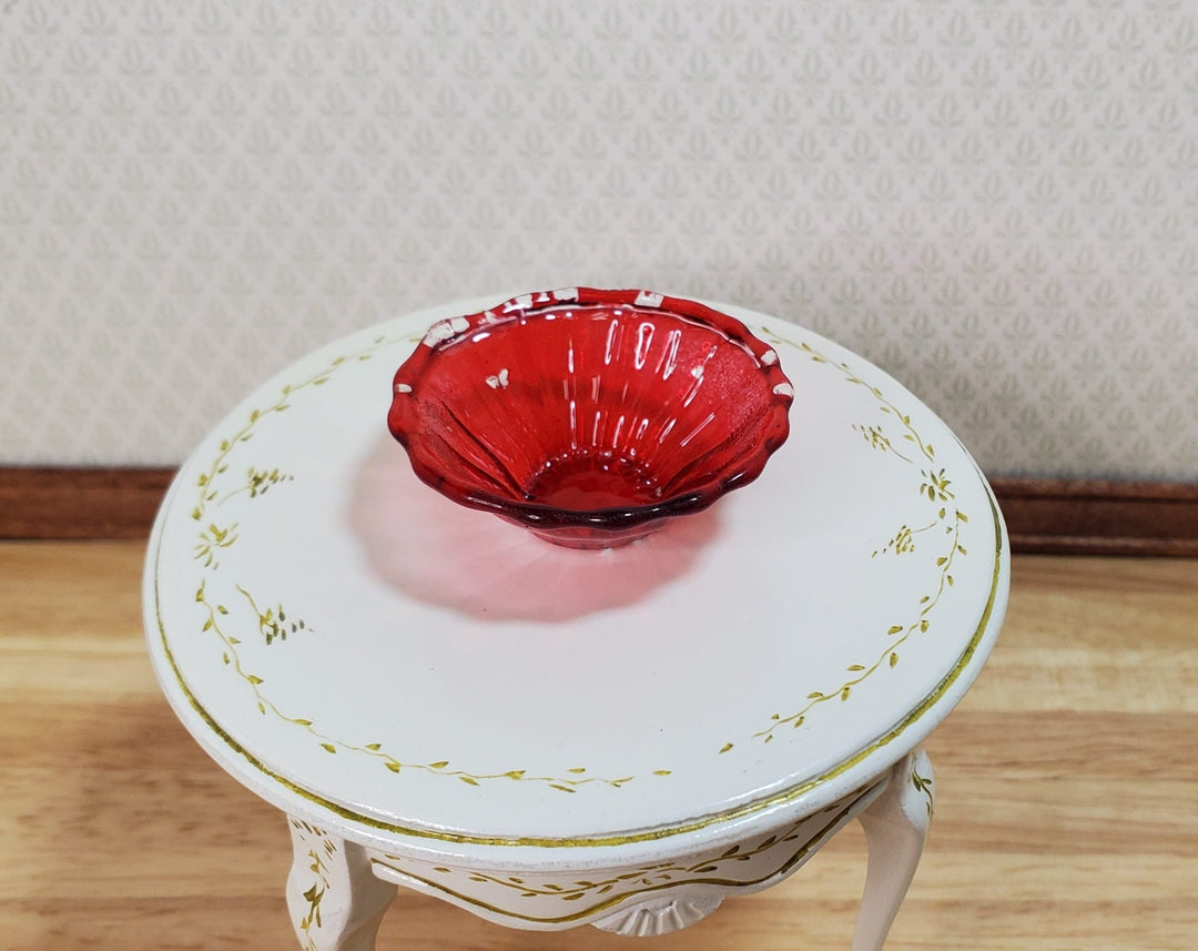 Dollhouse Large Red Glass Flared Bowl 1:12 Scale Miniature Color Flaw - MiniatureCrush