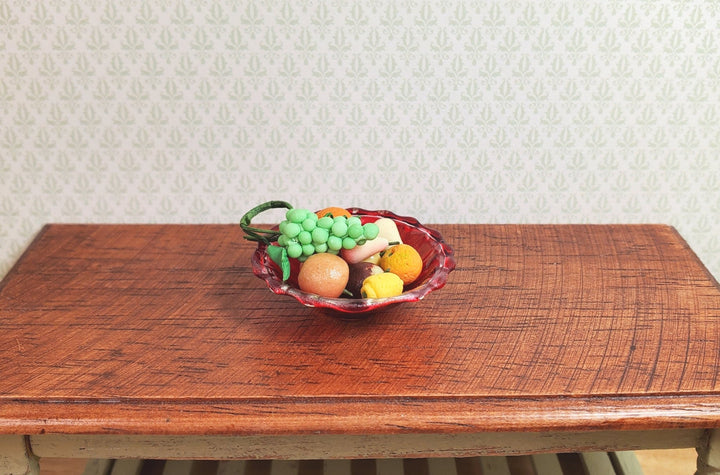 Dollhouse Large Red Glass Flared Bowl 1:12 Scale Miniature Color Flaw - MiniatureCrush
