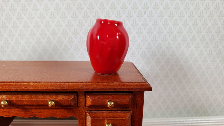 Dollhouse Large Red Swirl Patterned Ceramic Vase 1:12 Scale Miniature - MiniatureCrush