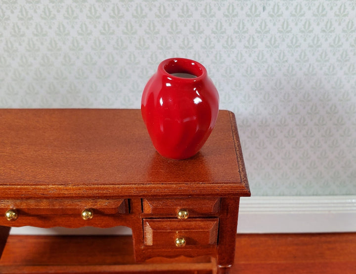 Dollhouse Large Red Swirl Patterned Ceramic Vase 1:12 Scale Miniature - MiniatureCrush