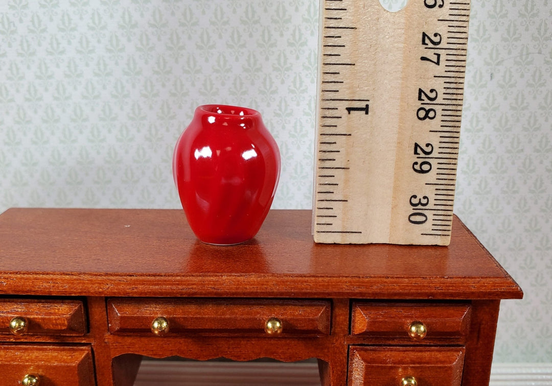 Dollhouse Large Red Swirl Patterned Ceramic Vase 1:12 Scale Miniature - MiniatureCrush
