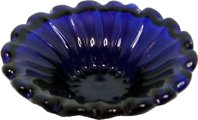 Dollhouse Large Ribbed Glass Bowl Blue 1:12 Scale Miniature Kitchen Dish - MiniatureCrush