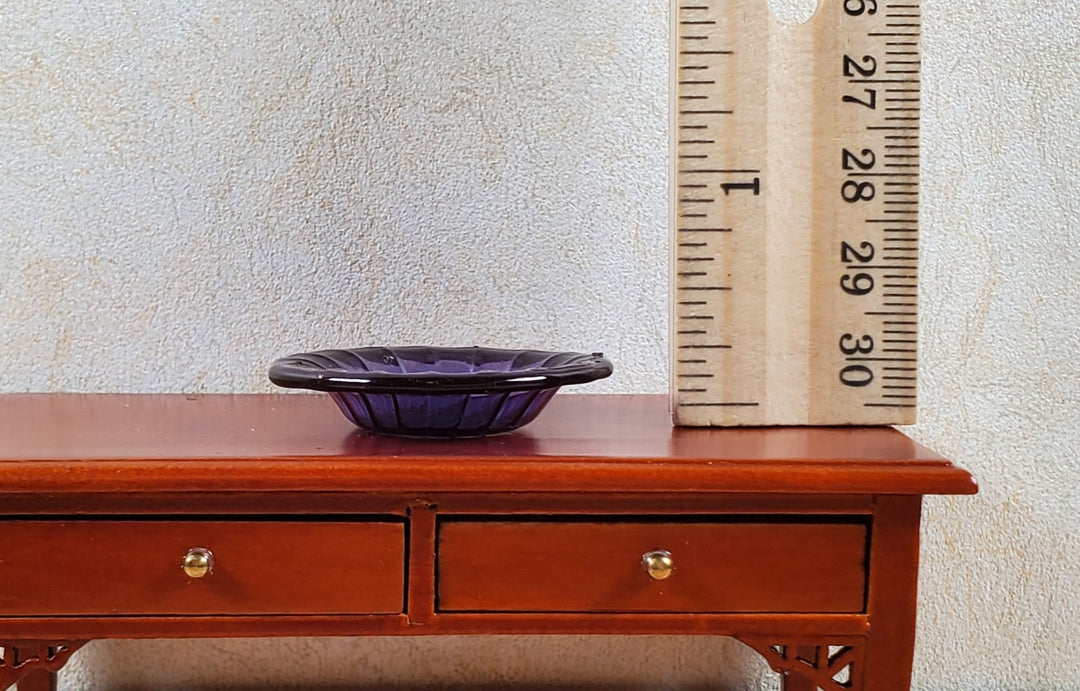 Dollhouse Large Ribbed Glass Bowl Purple 1:12 Scale Miniature Kitchen Dish - MiniatureCrush