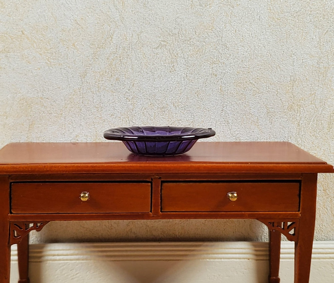 Dollhouse Large Ribbed Glass Bowl Purple 1:12 Scale Miniature Kitchen Dish - MiniatureCrush