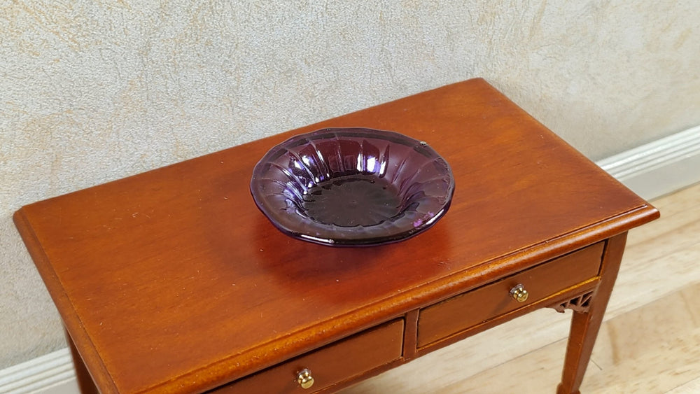 Dollhouse Large Ribbed Glass Bowl Purple 1:12 Scale Miniature Kitchen Dish - MiniatureCrush