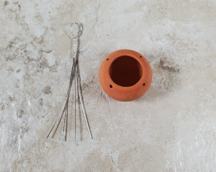 Dollhouse Large Round Hanging Terra Cotta Planter 1:12 Scale Miniature - MiniatureCrush