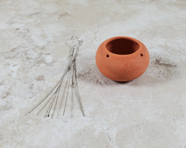 Dollhouse Large Round Hanging Terra Cotta Planter 1:12 Scale Miniature - MiniatureCrush