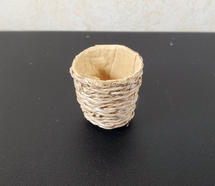 Dollhouse Large Round Natural Fiber Basket 1:12 Scale Miniature - MiniatureCrush