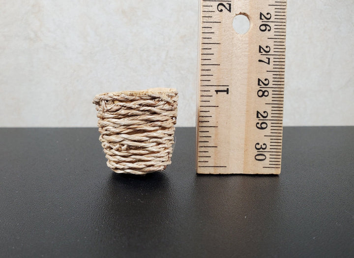Dollhouse Large Round Natural Fiber Basket 1:12 Scale Miniature - MiniatureCrush