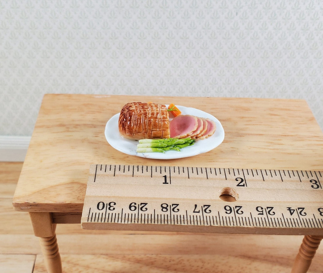 Dollhouse Large Sliced Roast on a Ceramic Tray 1:12 Scale Miniature Food - MiniatureCrush