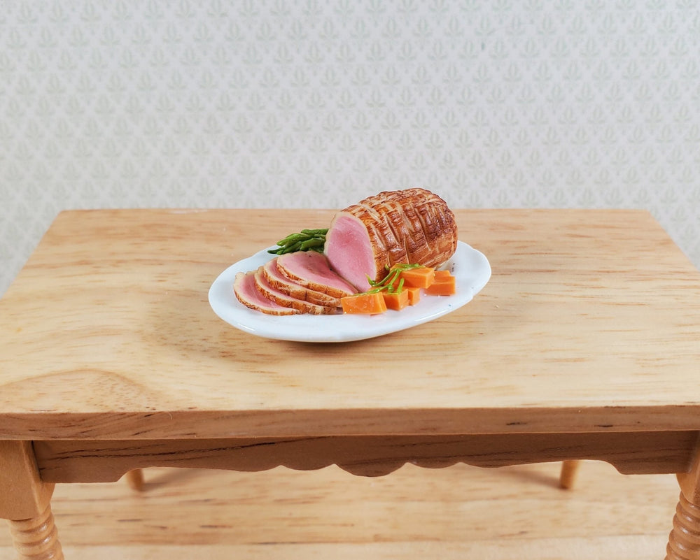 Dollhouse Large Sliced Roast on a Ceramic Tray 1:12 Scale Miniature Food - MiniatureCrush