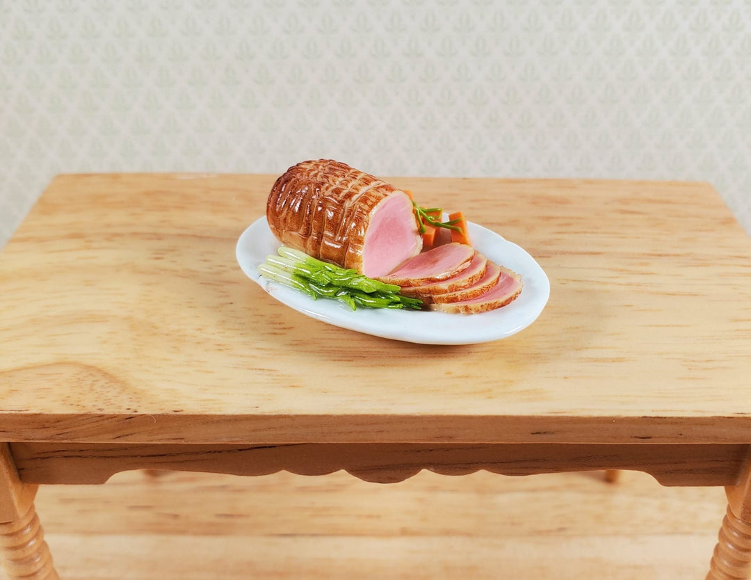 Dollhouse Large Sliced Roast on a Ceramic Tray 1:12 Scale Miniature Food - MiniatureCrush