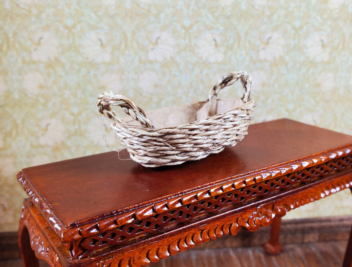 Dollhouse Large Two Handled Oval Basket 1:12 Scale Miniature - MiniatureCrush